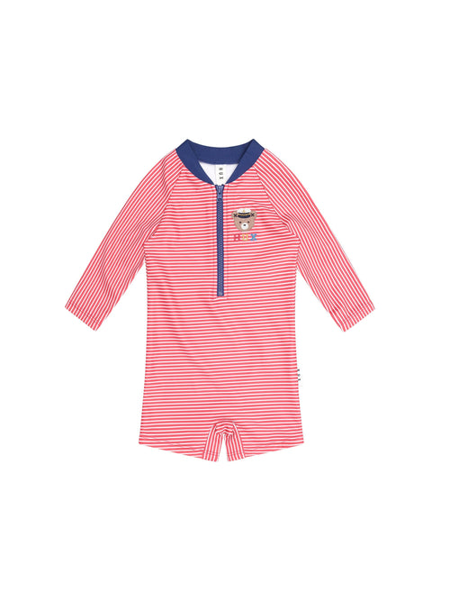Huxbaby - Red Stripe Hux Rashsuit | Red /Almond Milk Stripe