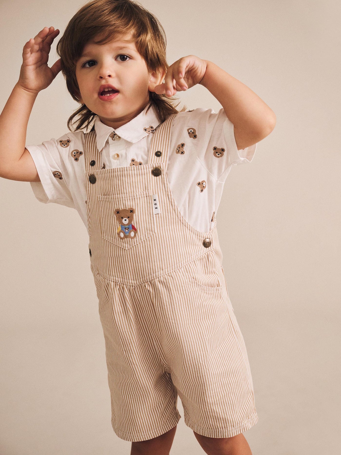Huxbaby - Sandbox Stripe Short Overalls - HB0043S25 Overalls Huxbaby 