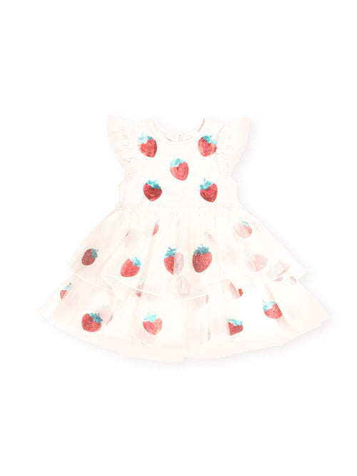 Huxbaby - Sequin Strawberry Tulle Dress | Ecru