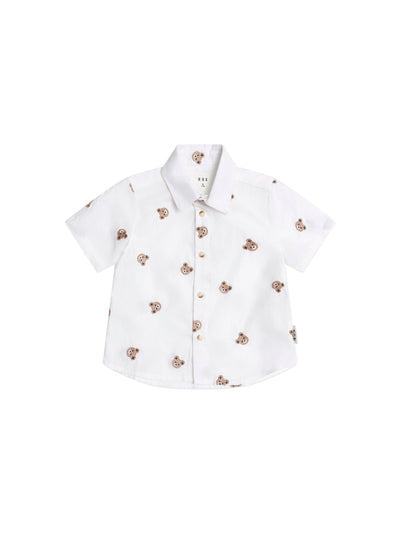 Huxbaby - Shortsleeve Huxbear Button Up Crisp White - HB2327S25 Short Sleeve Shirt Huxbaby 