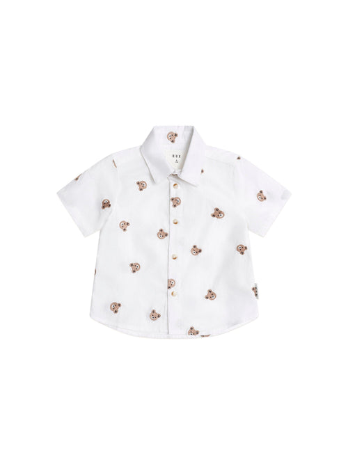Huxbaby - Shortsleeve Huxbear Button Up Crisp White - HB2327S25