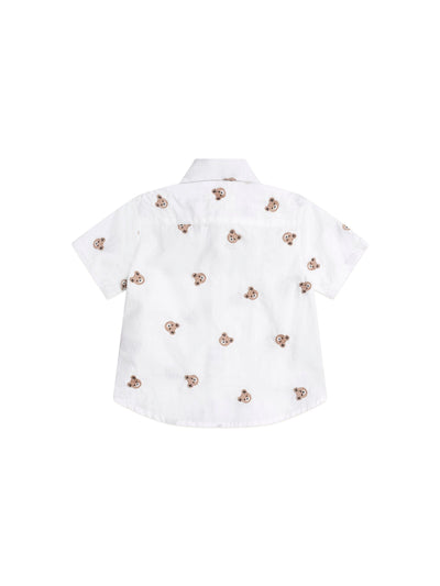 Huxbaby - Shortsleeve Huxbear Button Up Crisp White - HB2327S25 Short Sleeve Shirt Huxbaby 