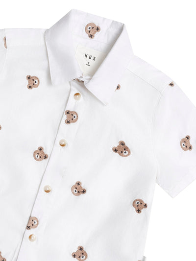 Huxbaby - Shortsleeve Huxbear Button Up Crisp White - HB2327S25 Short Sleeve Shirt Huxbaby 