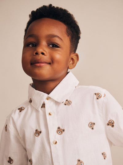 Huxbaby - Shortsleeve Huxbear Button Up Crisp White - HB2327S25 Short Sleeve Shirt Huxbaby 