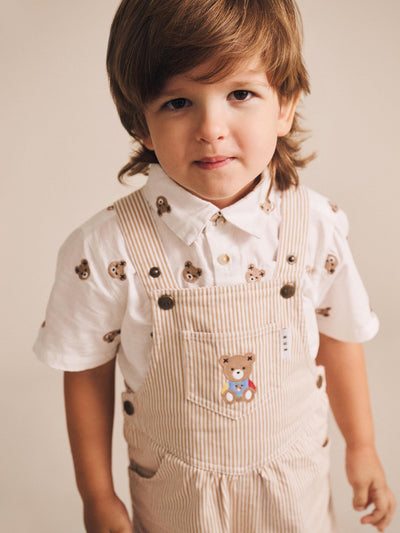 Huxbaby - Shortsleeve Huxbear Button Up Crisp White - HB2327S25 Short Sleeve Shirt Huxbaby 