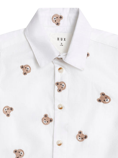 Huxbaby - Shortsleeve Huxbear Button Up Crisp White - HB2327S25 Short Sleeve Shirt Huxbaby 