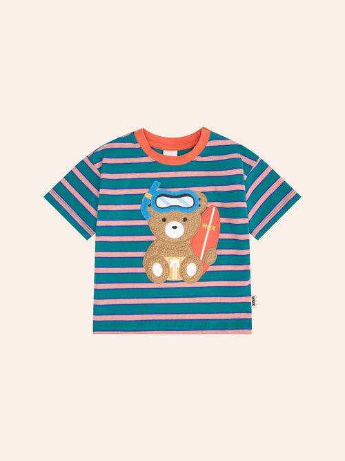 Huxbaby - Snorkel Sitting Hux Stripe Drop Shoulder Tee | Lagoon Stripe - PREORDER