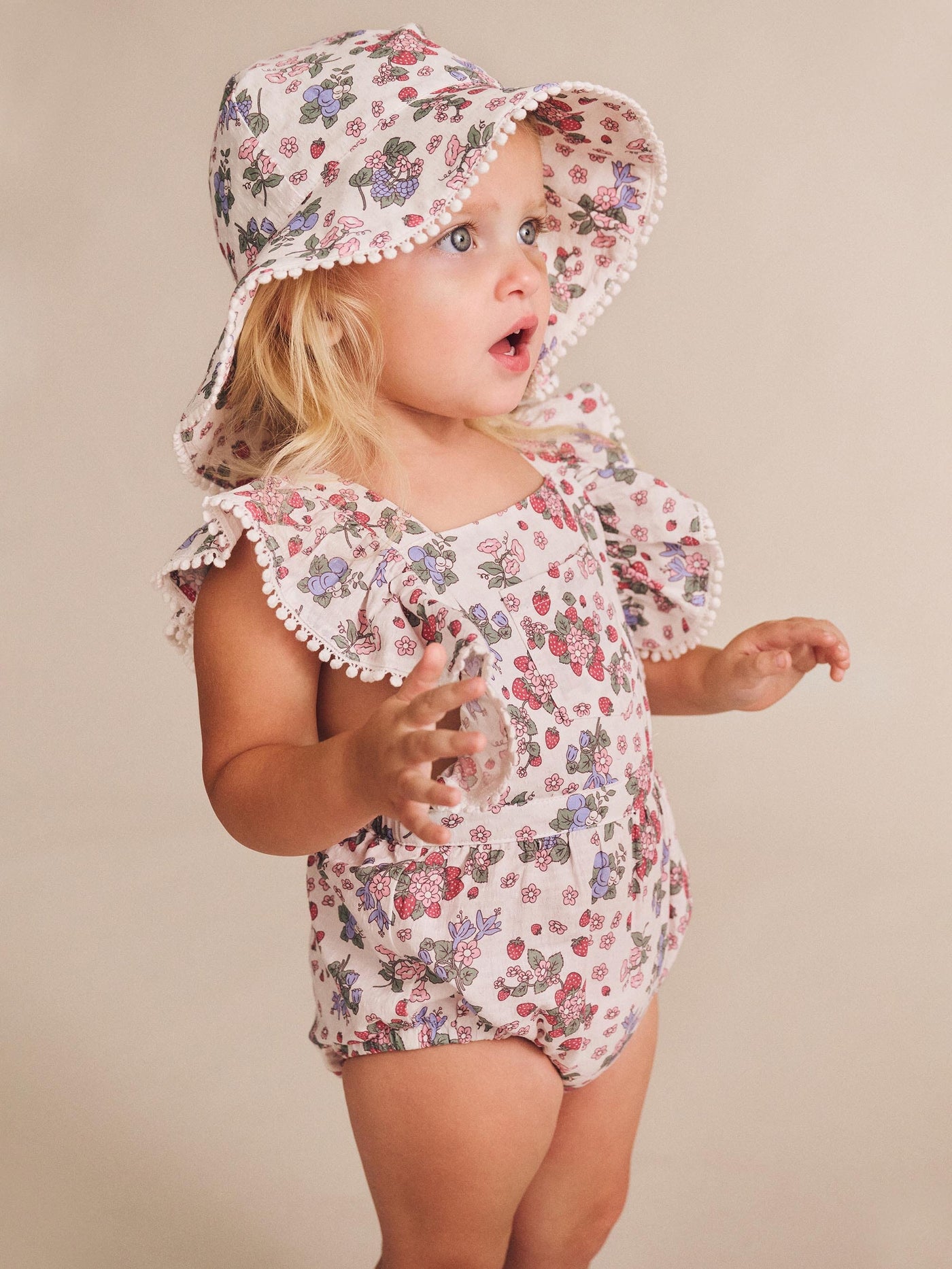 Huxbaby - Stawberry Garden Playsuit Cream - HB0032S25 Playsuits Huxbaby 
