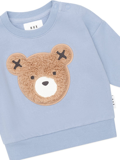 Huxbaby - Stone Blue Furry Huxbear Sweatshirt - HB3070W25 Jumper Huxbaby 