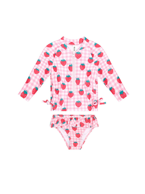 Huxbaby - Strawberry Check 2Pc Swim Set | Strawberry