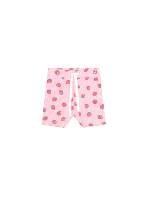 Huxbaby - Strawberry Print Rib Bike Short | Strawberry Print