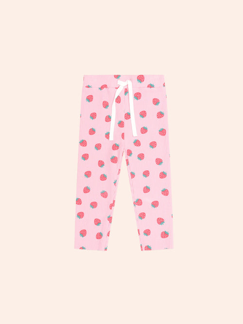 Huxbaby - Strawberry Print Rib Legging | Strawberry Print
