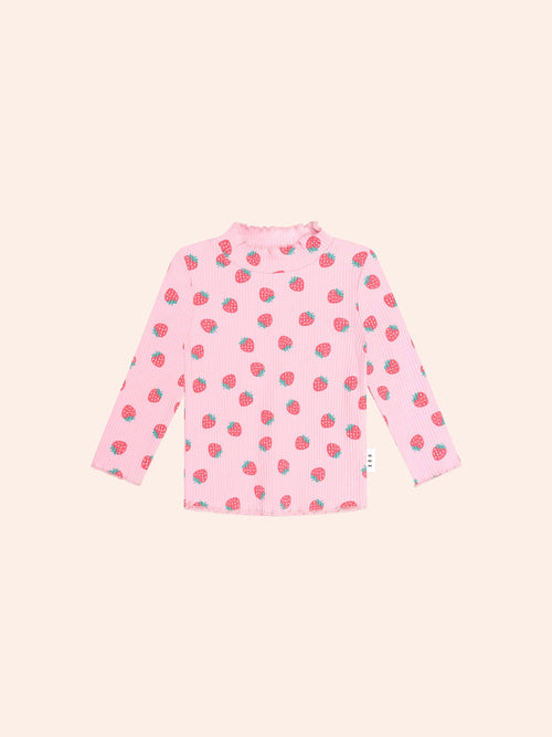 Huxbaby - Strawberry Print Rib Skivvy | Strawberry Print
