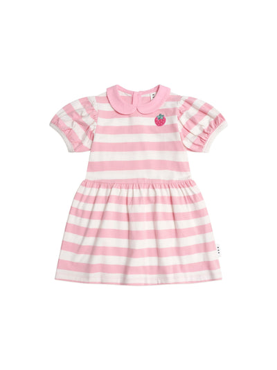 Huxbaby - Strawberry Stripe Puff Sleeve Dress - HB1049S25 Short Sleeve Dress Huxbaby 