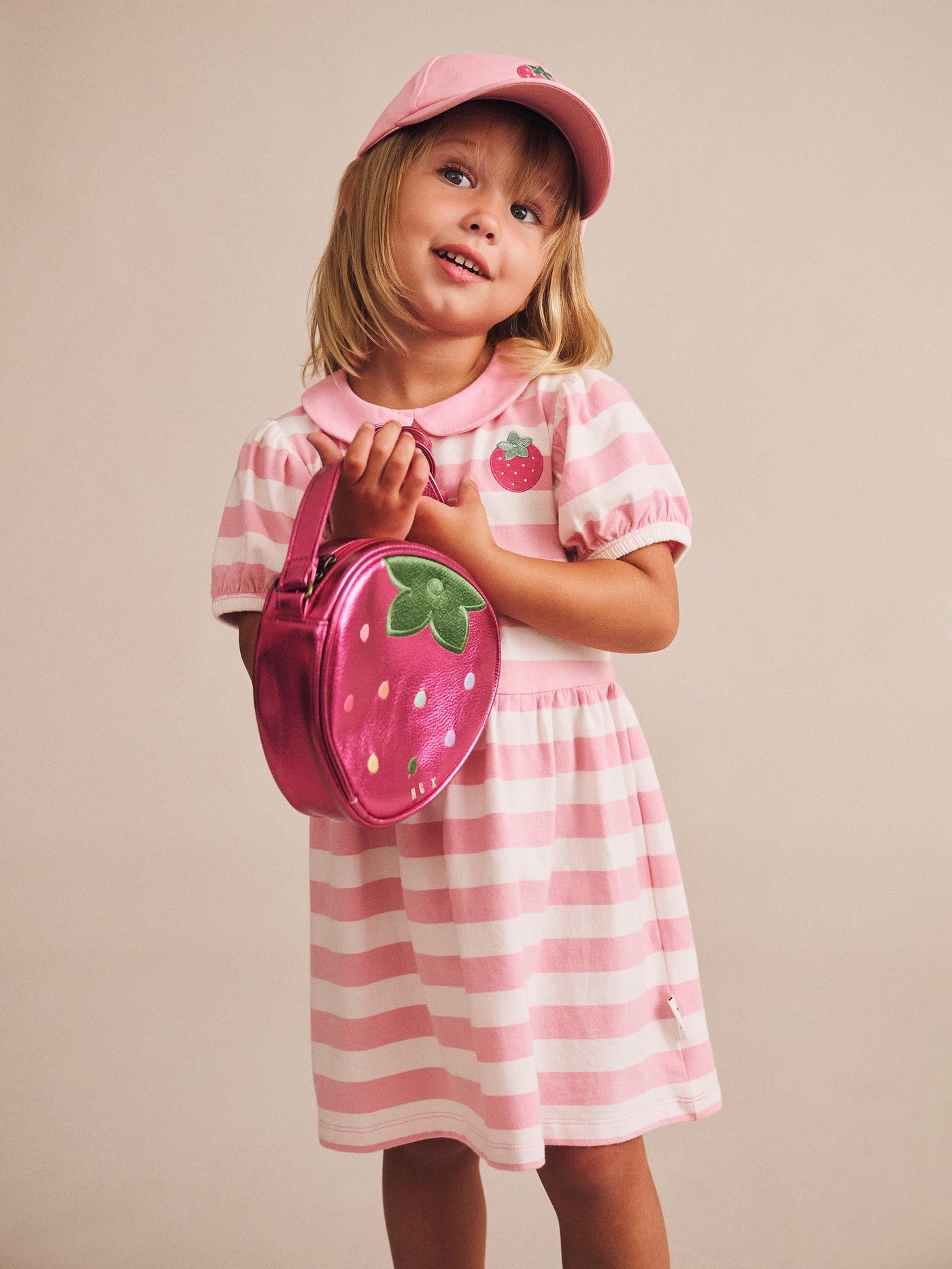 Huxbaby - Strawberry Stripe Puff Sleeve Dress - HB1049S25 Short Sleeve Dress Huxbaby 
