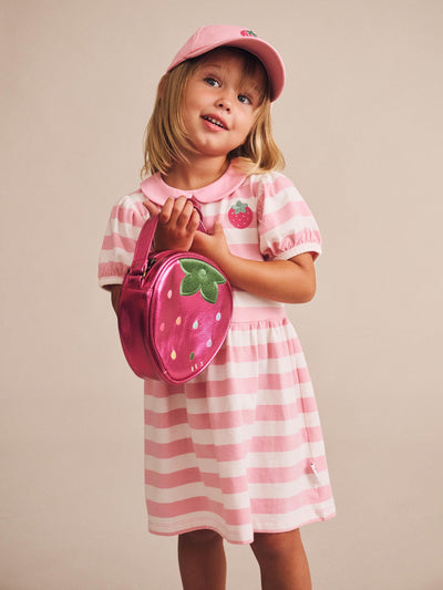 Huxbaby - Strawberry Stripe Puff Sleeve Dress - HB1049S25 Short Sleeve Dress Huxbaby 
