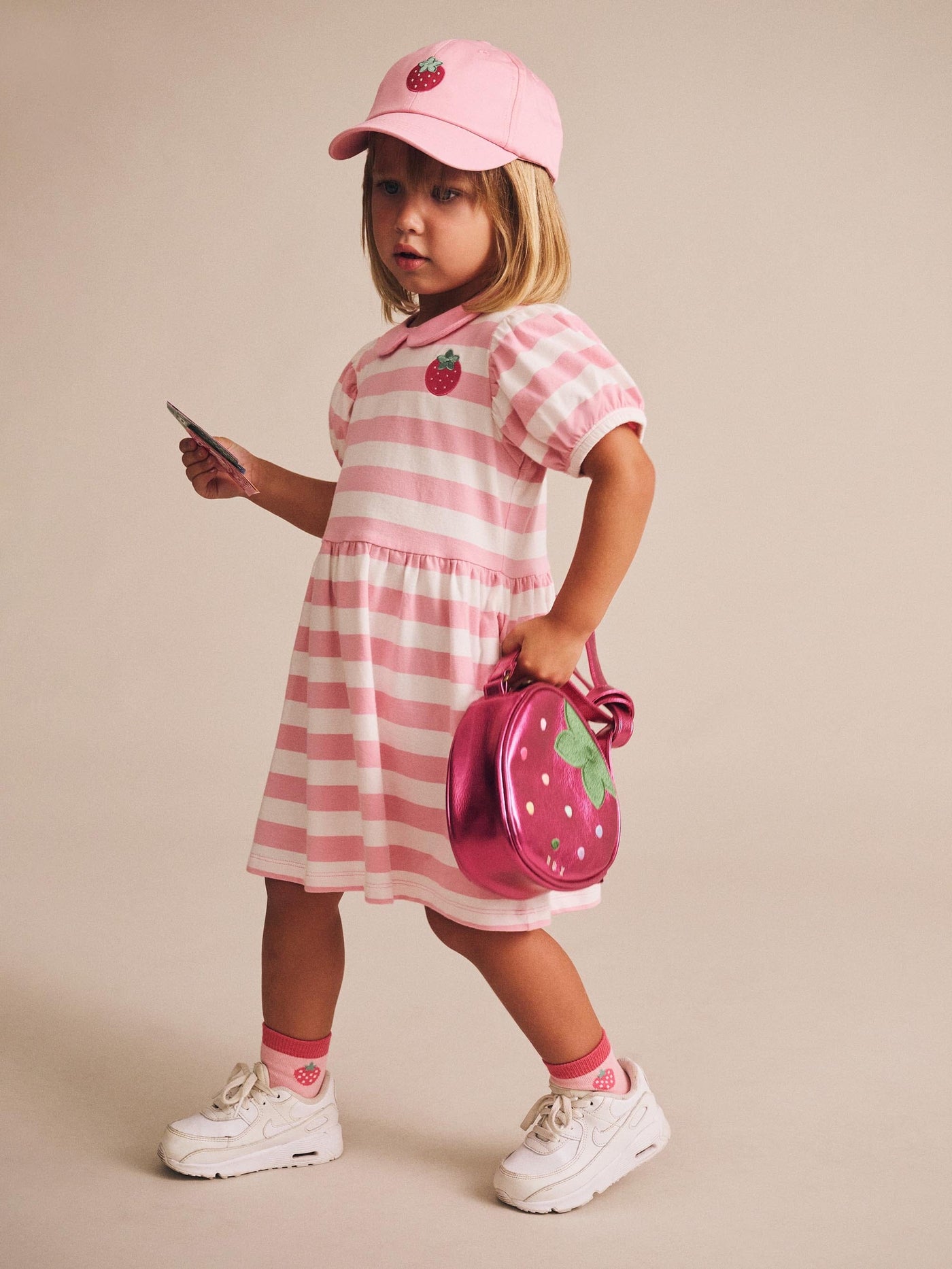 Huxbaby - Strawberry Stripe Puff Sleeve Dress - HB1049S25 Short Sleeve Dress Huxbaby 