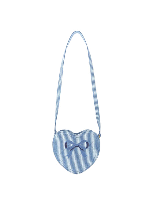Huxbaby - Stripe Denim Bow Heart Handbag