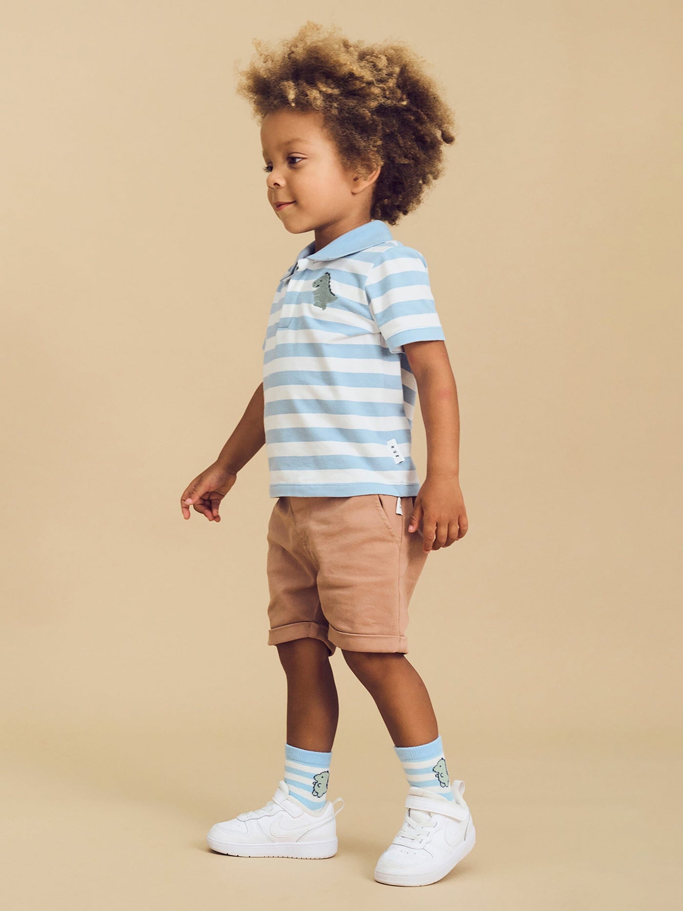 Huxbaby - T-Rex Stripe Polo T-Shirt - HB2067S24 Short Sleeve T-Shirt Huxbaby 