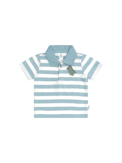 Huxbaby - T-Rex Stripe Polo T-Shirt - HB2067S24 Short Sleeve T-Shirt Huxbaby 