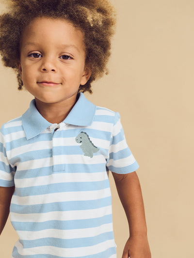 Huxbaby - T-Rex Stripe Polo T-Shirt - HB2067S24 Short Sleeve T-Shirt Huxbaby 