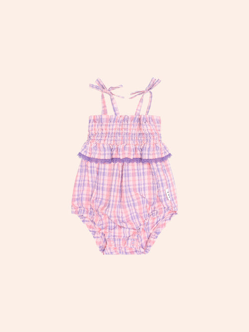Huxbaby - Tropical Check Tie Romper | Multi