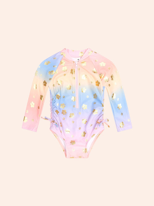 Huxbaby - Tropical Foil Floral Ombre Swimsuit | Rainbow