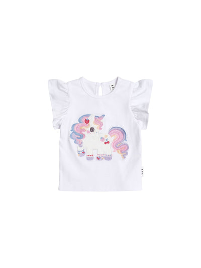 Huxbaby - Tutti Frutti Unicorn Frill Tee - HB2098S25 Short Sleeve T-Shirt Huxbaby 