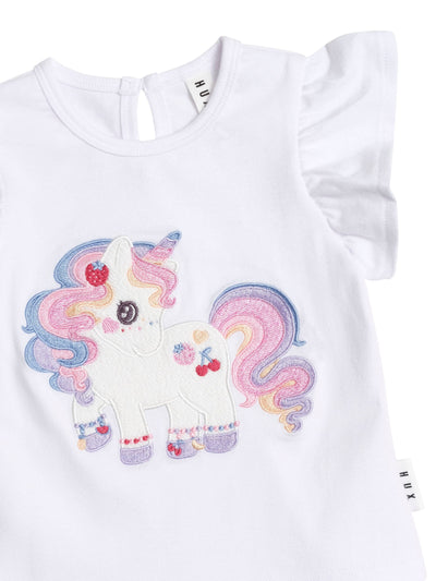 Huxbaby - Tutti Frutti Unicorn Frill Tee - HB2098S25 Short Sleeve T-Shirt Huxbaby 