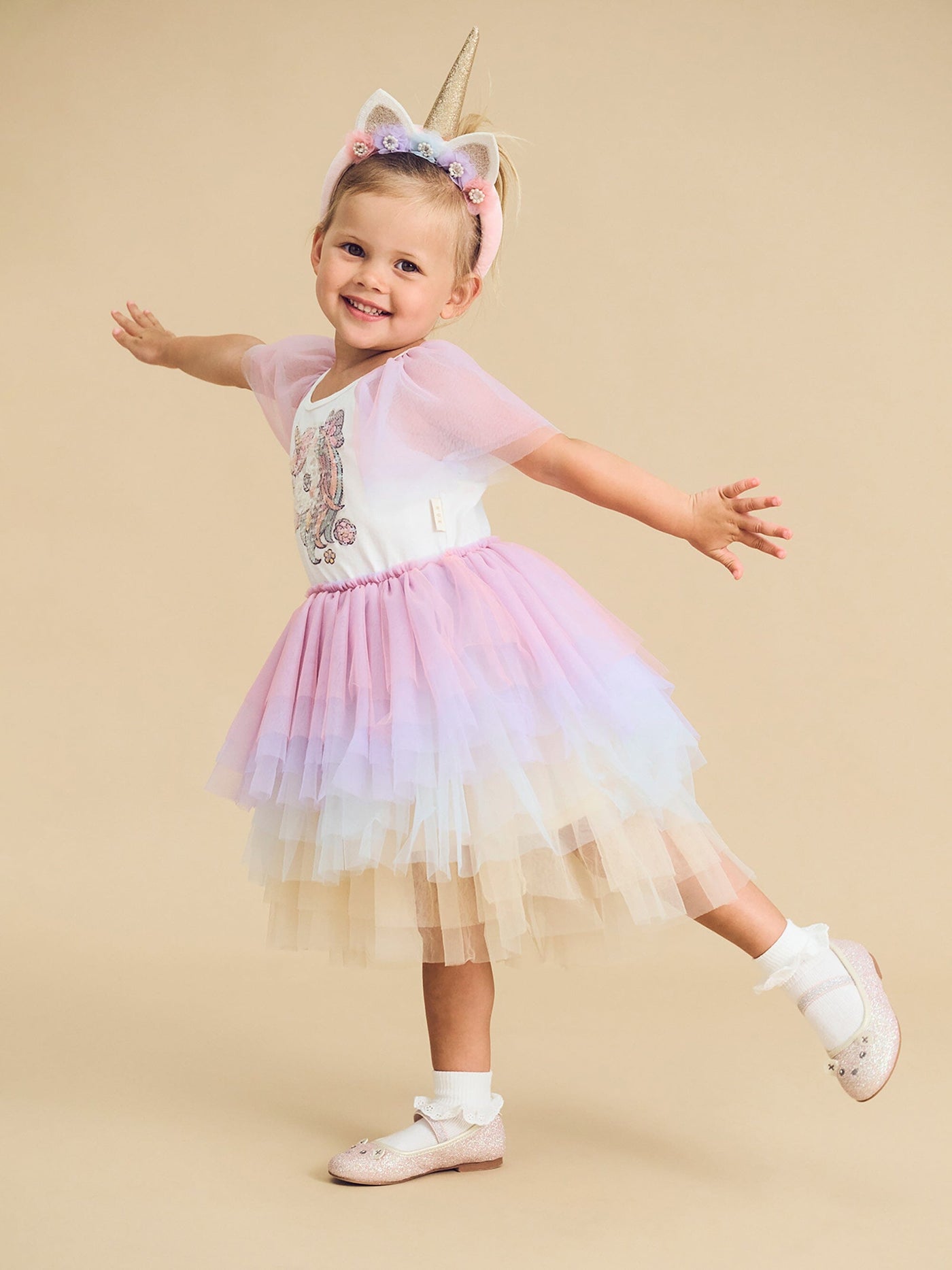 Huxbaby - Unicorn Tiered Rainbow Party Dress - HB1280S24 Tutu Dress Huxbaby 