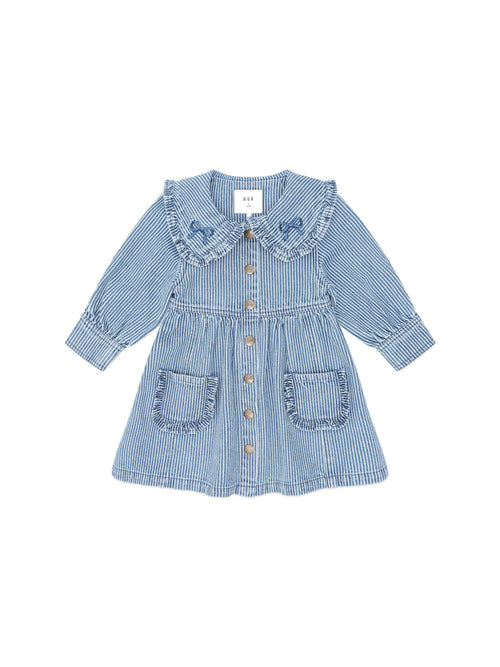 Huxbaby - Vintage Bow Collar Denim Dress