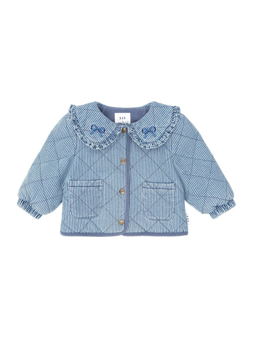 Huxbaby - Vintage Bow Collar Denim Jacket