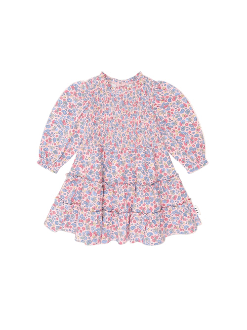Huxbaby - Vintage Floral Puff Long Sleeve Shirred Dress