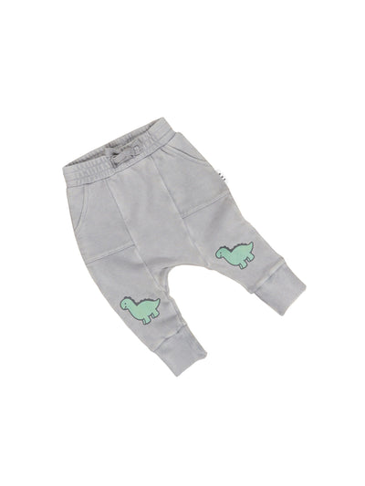 Huxbaby - Vintage Grey Dino Drop Crotch Pant - HB6220W24 Pants Huxbaby 