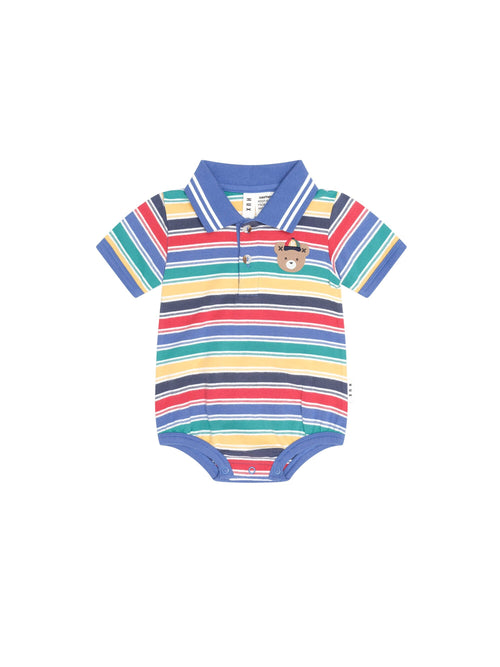 Huxbaby - Vintage Stripe Hux Polo Romper | Multi