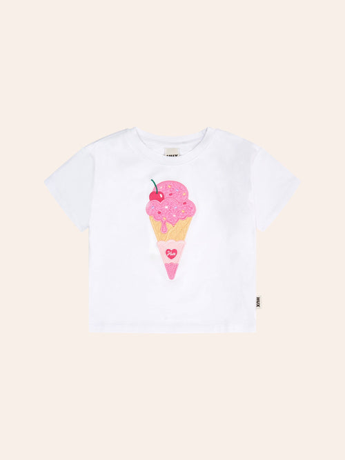 Huxbaby - You Scream for Ice Cream Drop Shoulder Tee | White - PREORDER