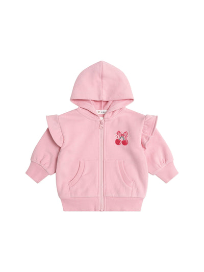 Huxbaby - Zip Up Frill Hoodie Apricot - HB3368S25 Hoodie Huxbaby 