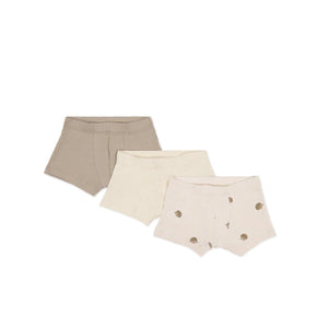 Jamie Kay 3PK Trunk - Soft Clay/Mouse/Henry Hedgehog Shell - Organic Cotton