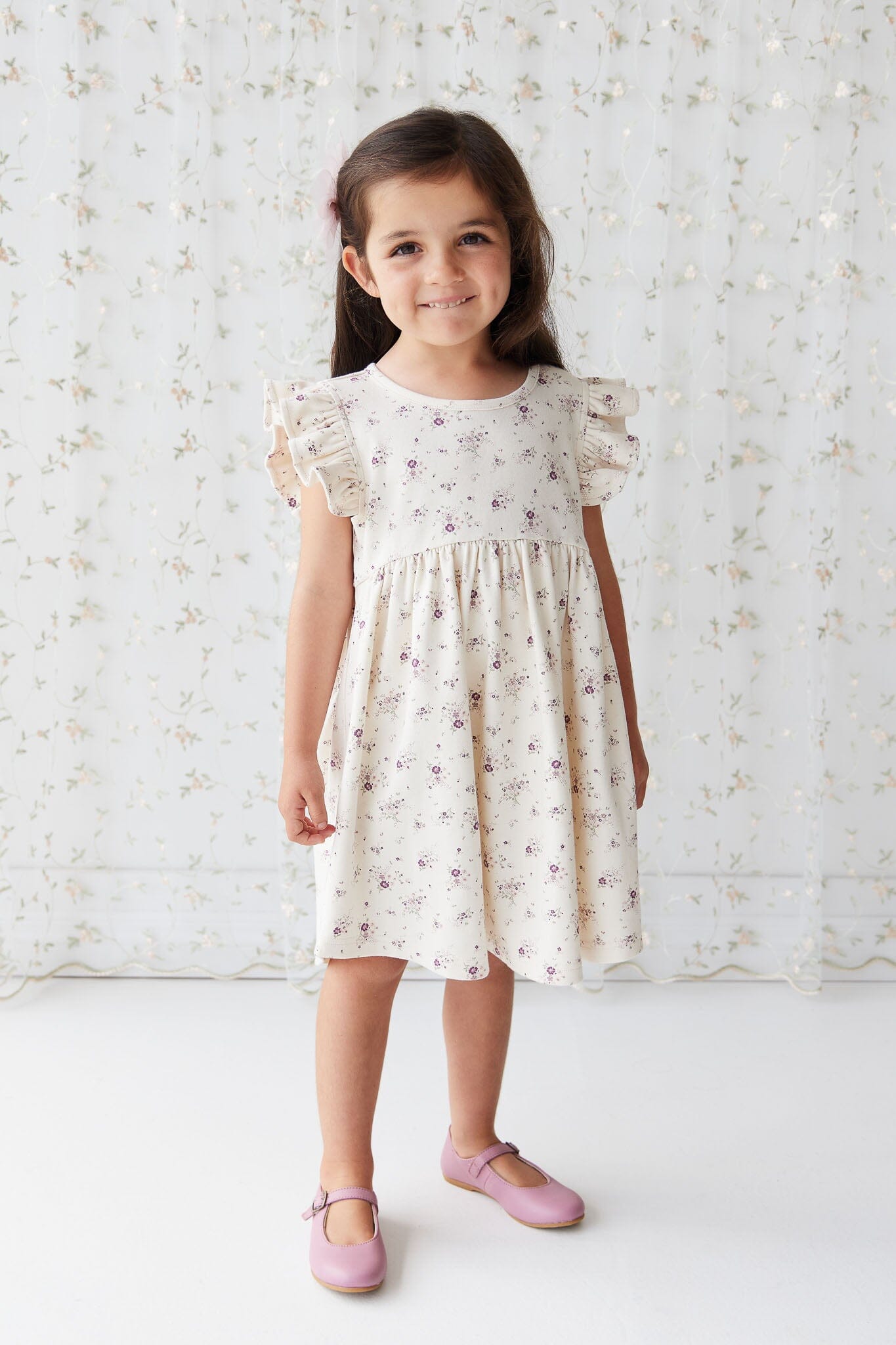 Jamie Kay Ada Dress - Sweet William Floral Natural - Organic Cotton Short Sleeve Dress Jamie Kay 