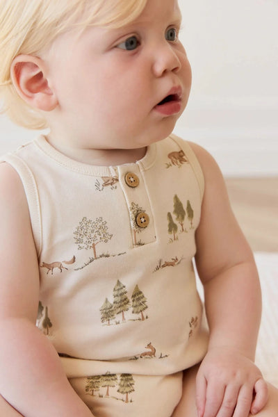 Jamie Kay Archie Playsuit - Pine Forest Friends - Organic Cotton Playsuit Jamie Kay 