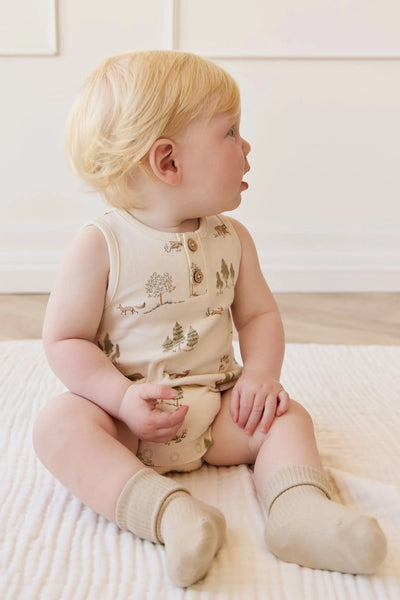Jamie Kay Archie Playsuit - Pine Forest Friends - Organic Cotton Playsuit Jamie Kay 