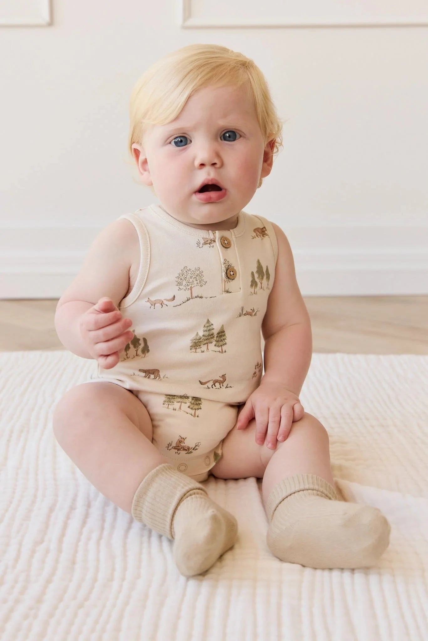 Jamie Kay Archie Playsuit - Pine Forest Friends - Organic Cotton Playsuit Jamie Kay 