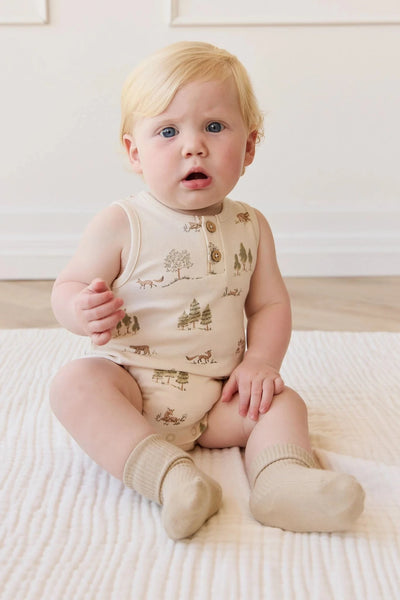 Jamie Kay Archie Playsuit - Pine Forest Friends - Organic Cotton Playsuit Jamie Kay 