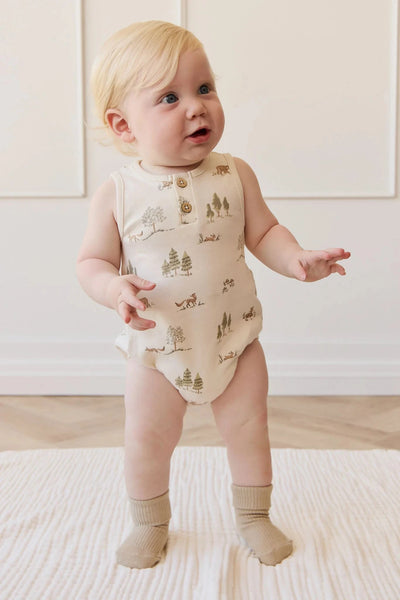 Jamie Kay Archie Playsuit - Pine Forest Friends - Organic Cotton Playsuit Jamie Kay 