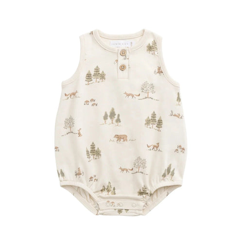 Jamie Kay Archie Playsuit - Pine Forest Friends - Organic Cotton