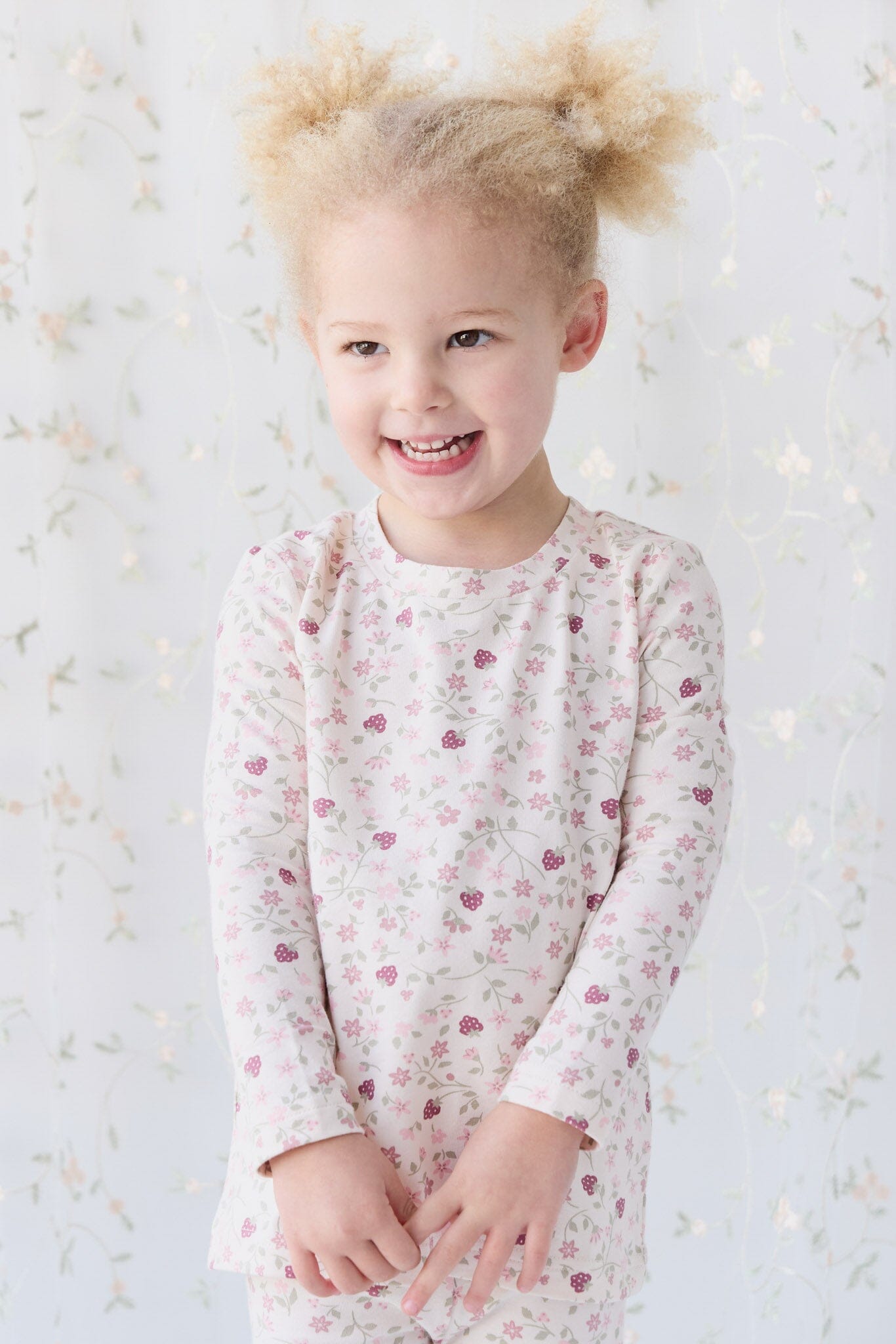 Jamie Kay Atlas Long Sleeve Pyjama Set - Berry Cream Adaline Berries - Organic Cotton Long Sleeve Pyjamas Jamie Kay 