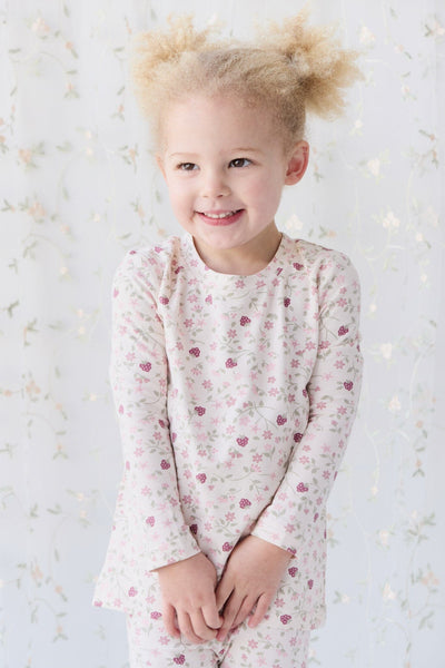 Jamie Kay Atlas Long Sleeve Pyjama Set - Berry Cream Adaline Berries - Organic Cotton Long Sleeve Pyjamas Jamie Kay 