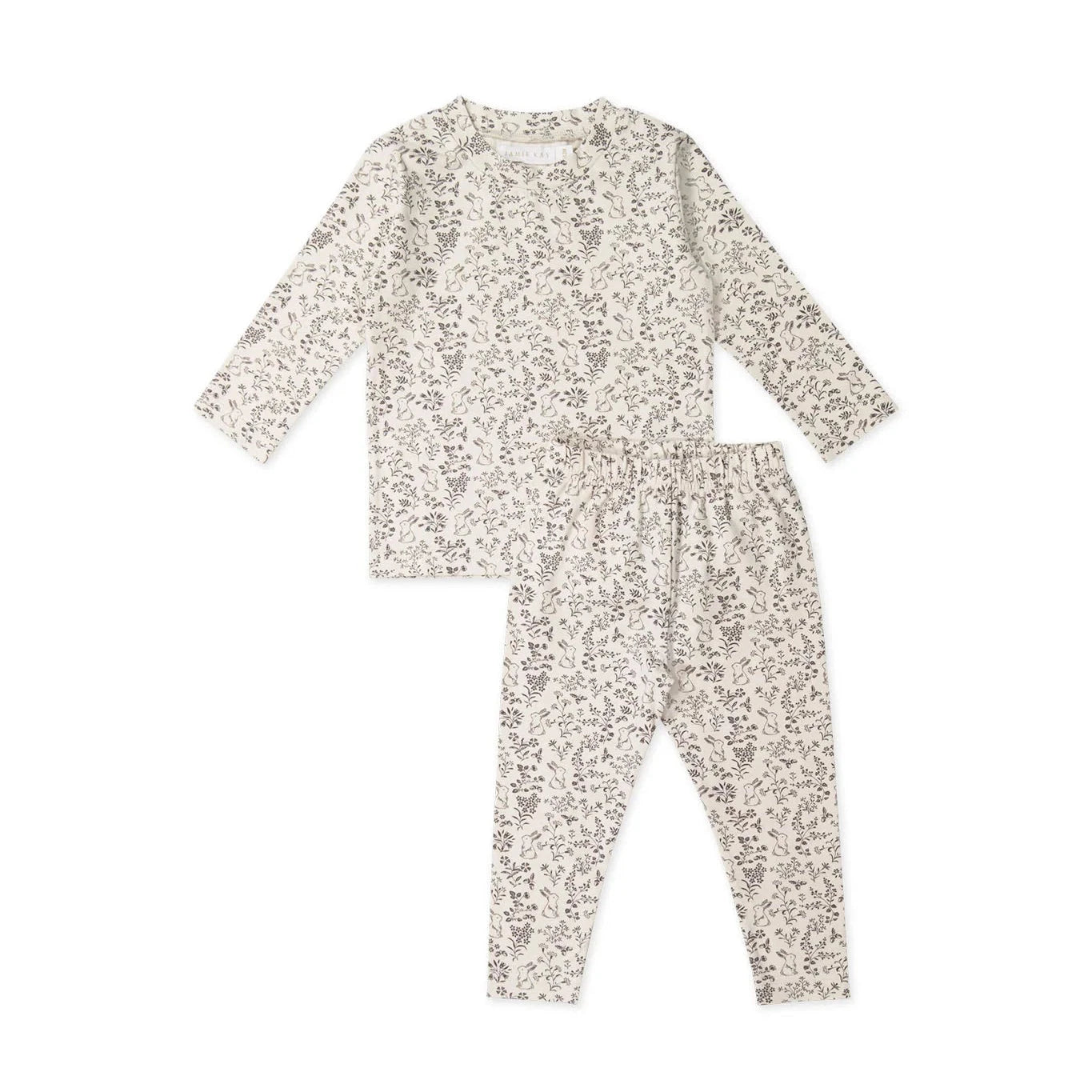 Jamie Kay Avis Long Sleeve Pyjama Set | Garden Bunnies Tofu - Organic Cotton Long Sleeve Pyjamas Jamie Kay 