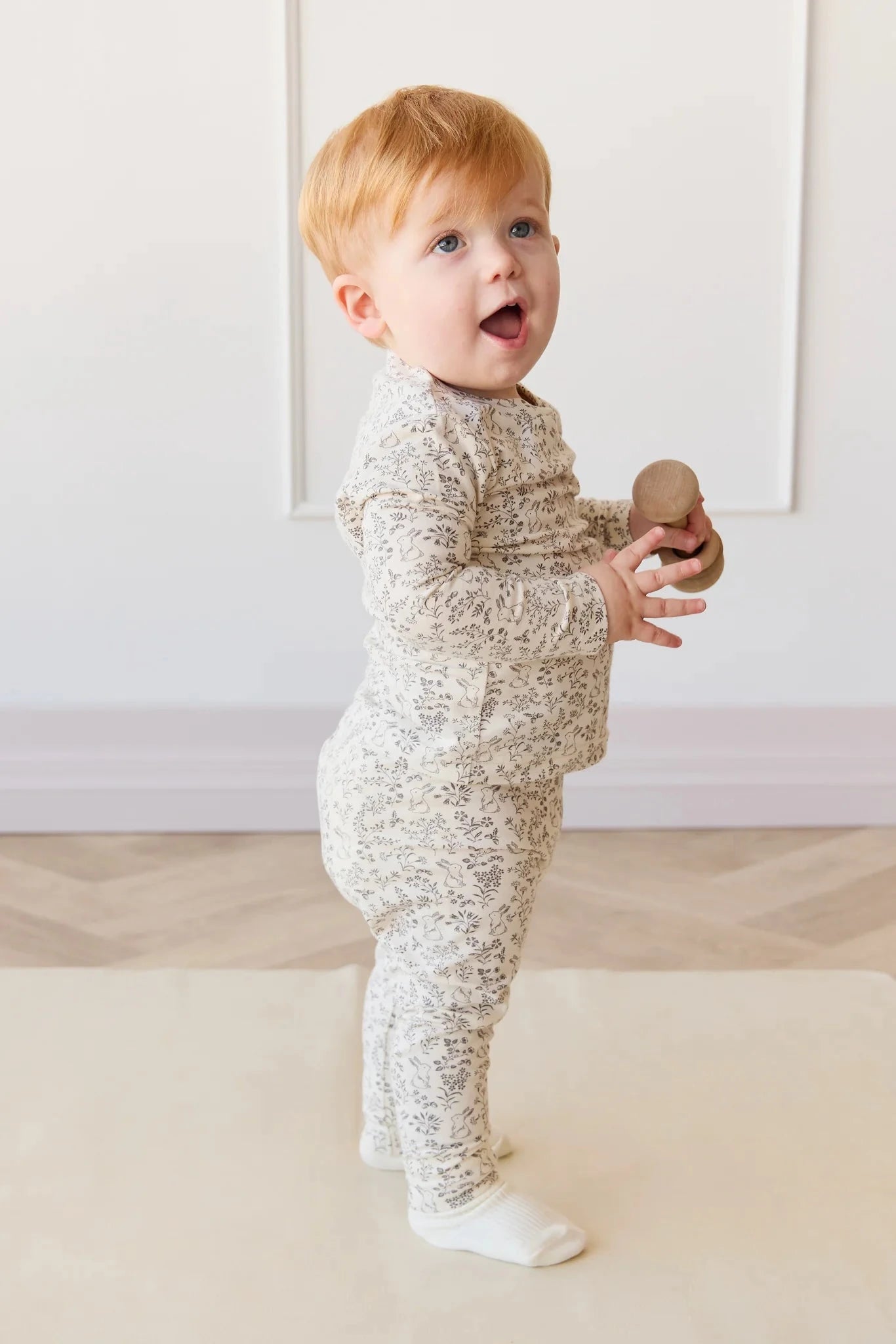 Jamie Kay Avis Long Sleeve Pyjama Set | Garden Bunnies Tofu - Organic Cotton Long Sleeve Pyjamas Jamie Kay 