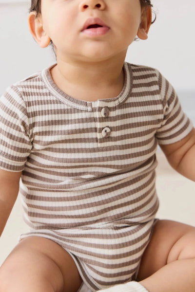 Jamie Kay Darcy Rib Tee Bodysuit - Narrow Stripe Tweed/Cloud Bodysuit Jamie Kay 